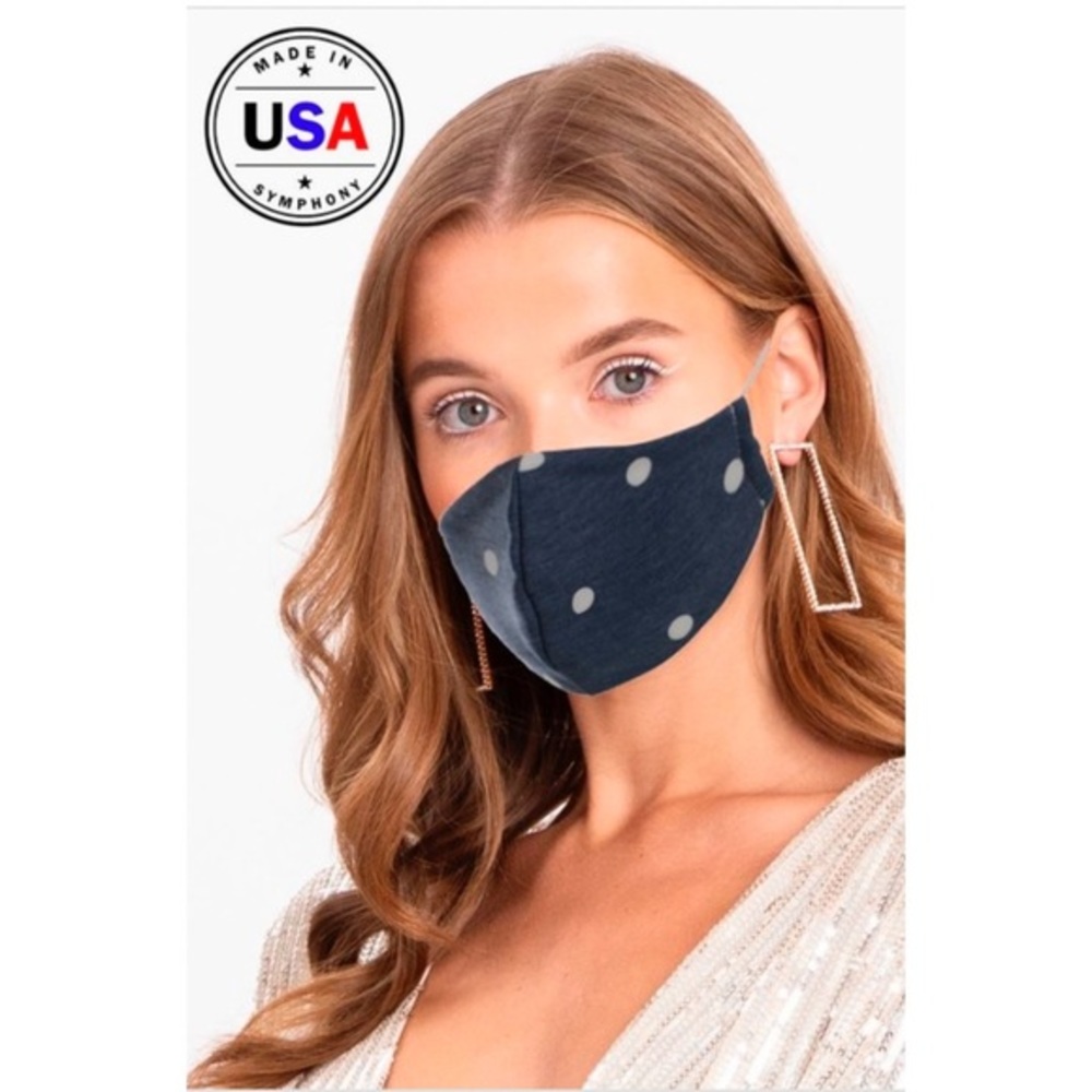 5🌟 SELLER Navy Polka Dot Face Mask